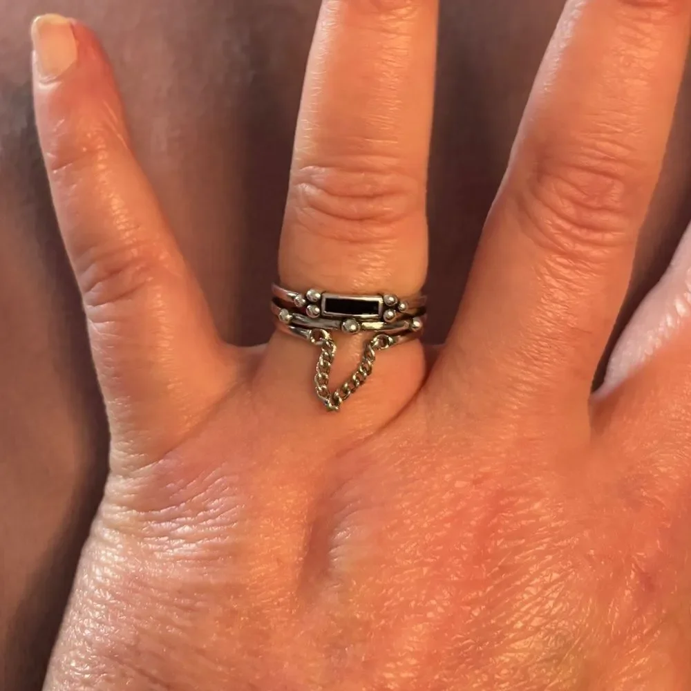 The mini chain adjustable ring in 925 silver